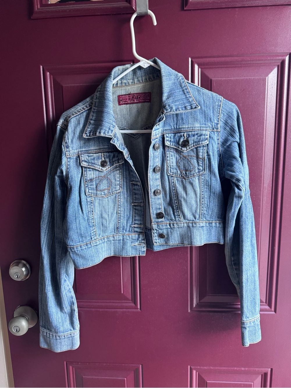 Hot Kiss Light Blue Cropped Denim Jacket